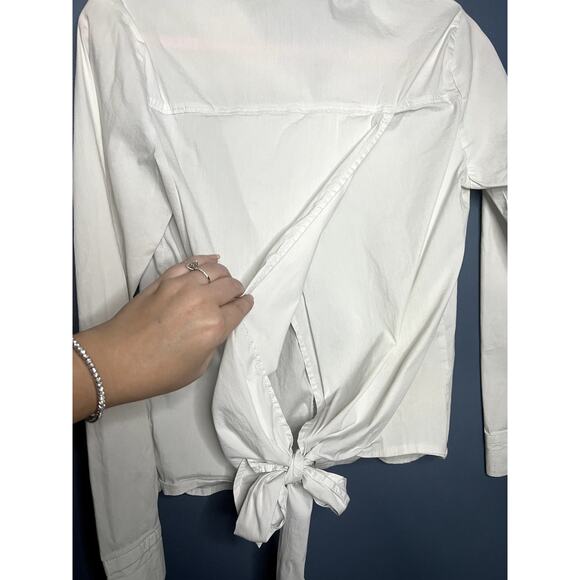 Mono B Size Medium Button Down White Corpcore Top with Bow Tie Back Preppy Girly - Picture 4 of 9